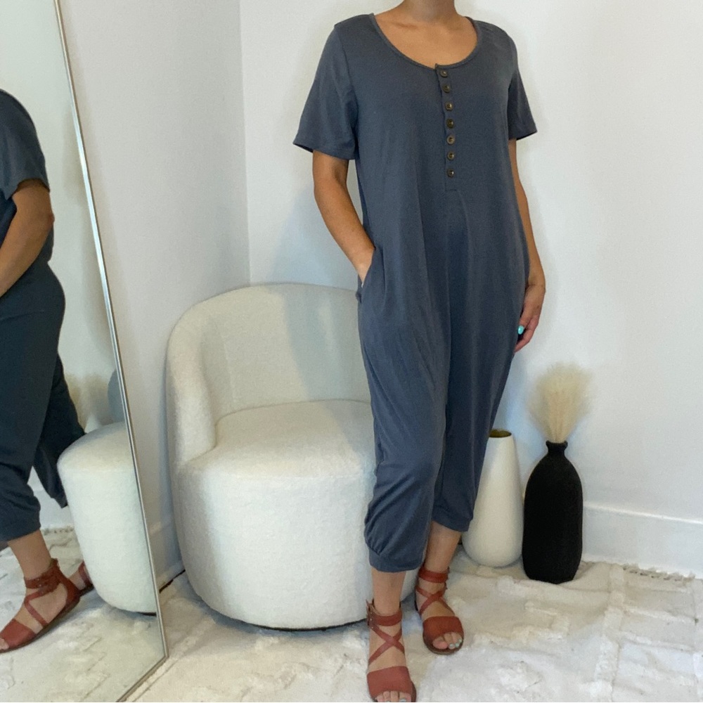 Grey Button Down Jumpsuit